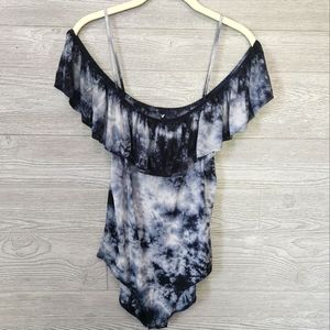 American Eagle Outfitters soft & sexy tie dye ruffle bodysuit